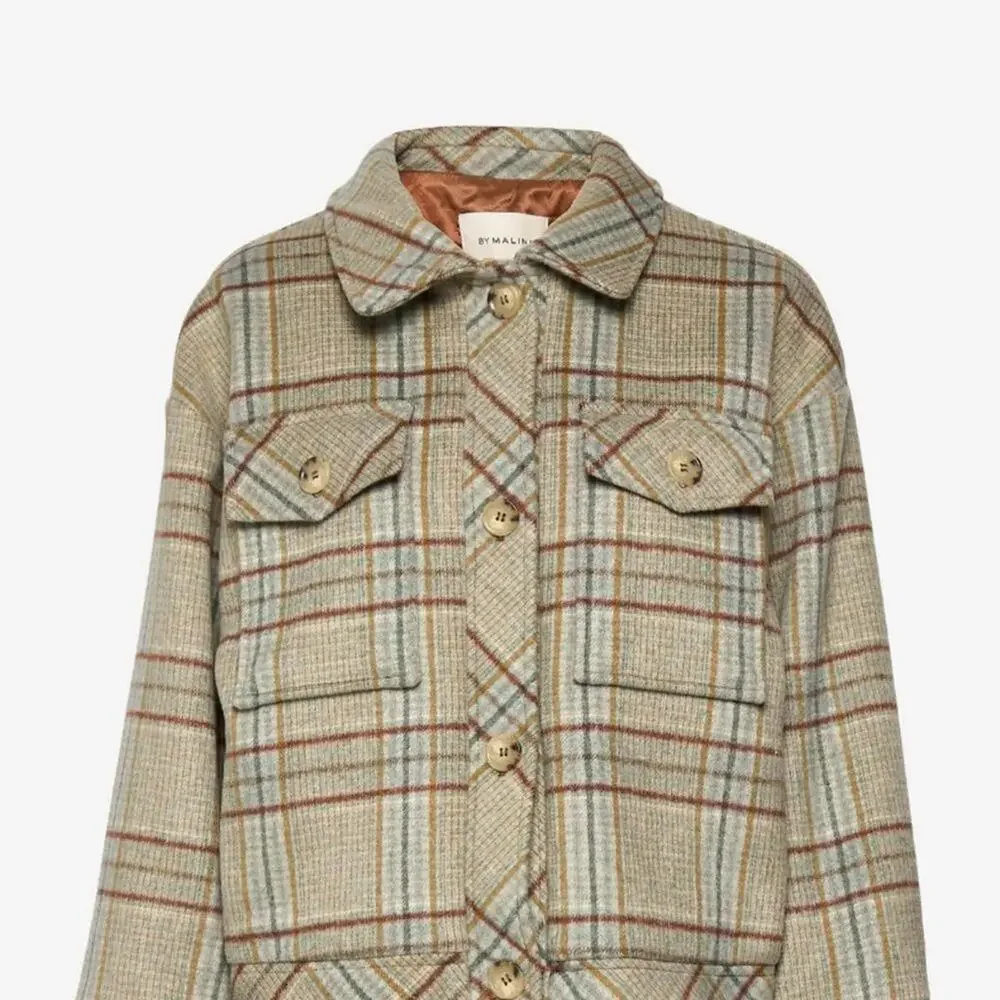 BY MALINA Holly Jacket Multi Check Plaid Wool Shacket - Picture 6 of 11